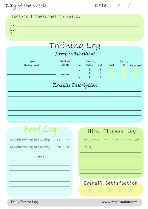 Free Printable Fitness Logs