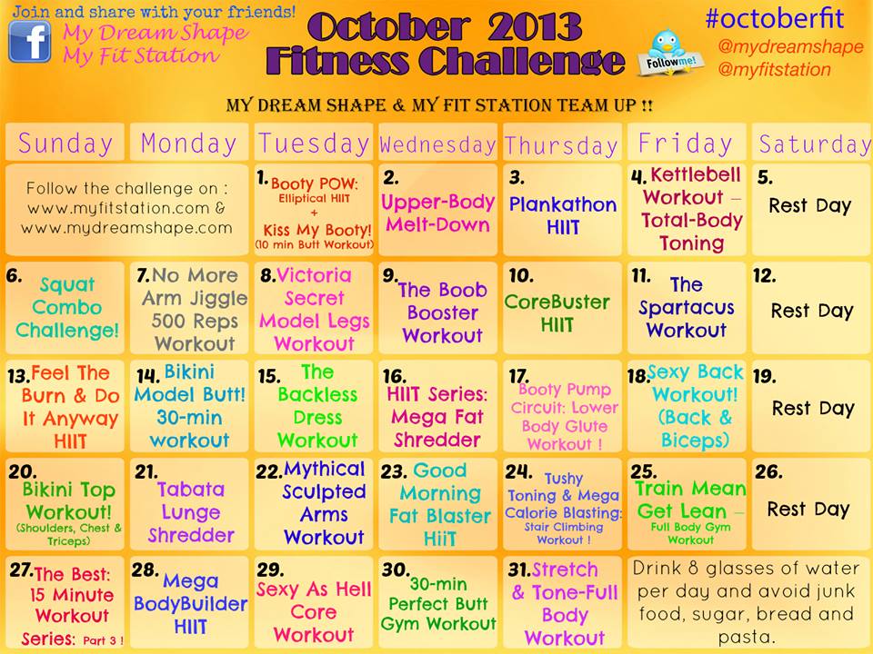 October Fitness Challenge: Full Workout Calendar